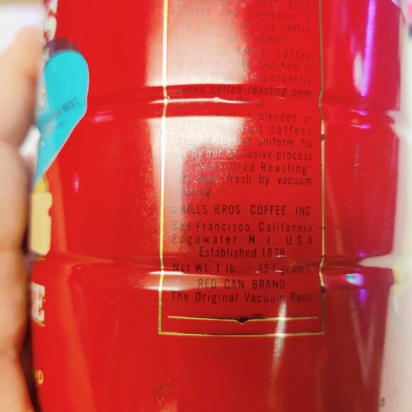 HILLS BROS DRIP GRIND COFFEE CAN TIN 1 LB. with 5 CENTS OFF, COLLECTORS ITEM - Picture 13 of 14